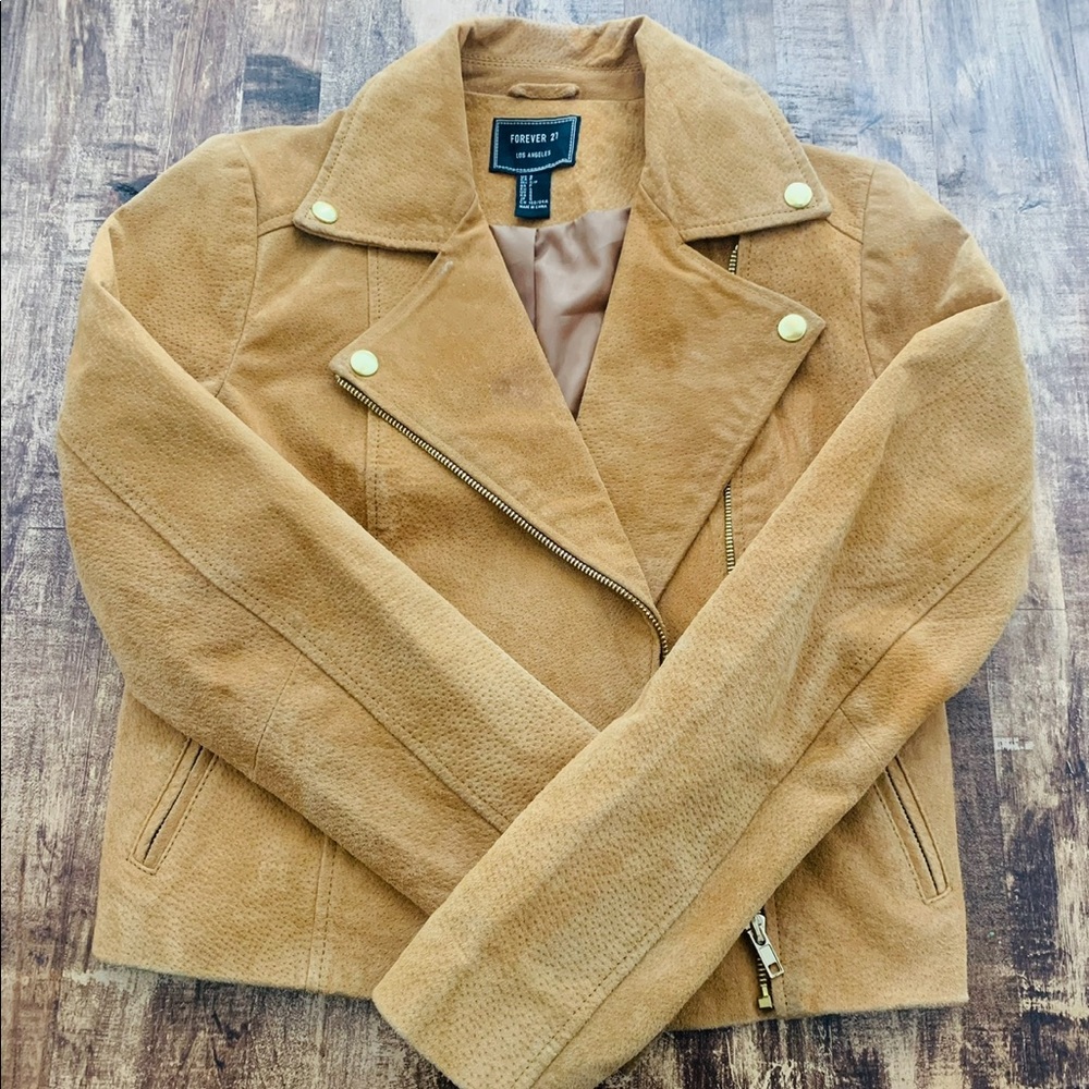 Suede Zip Moto Jacket | Size Small